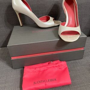 Judith Leiber  white heels